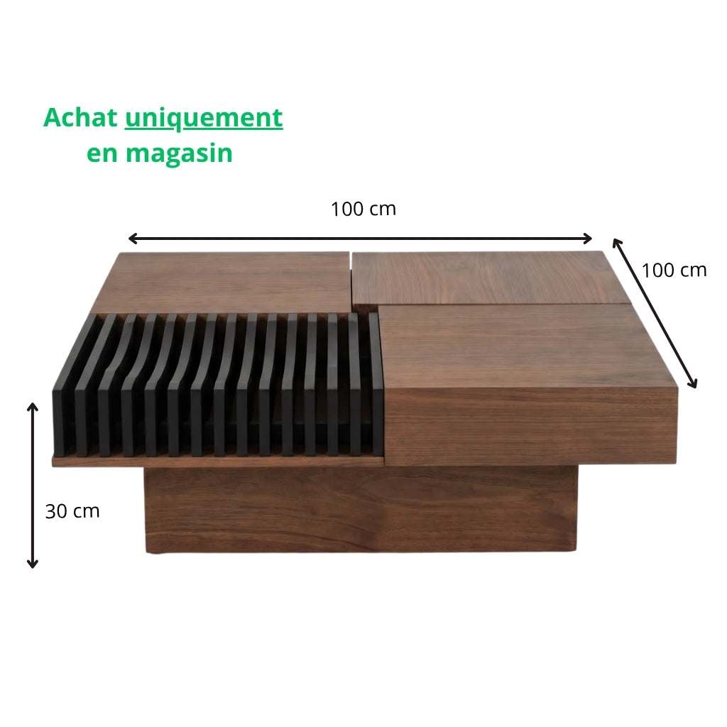 Table en bois 70's multiples rangements