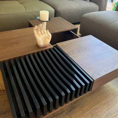 Table en bois 70's multiples rangements