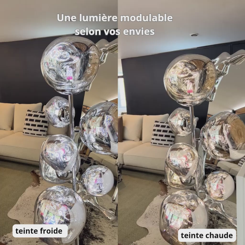 Charger la vidéo: Lampe au sol chromé